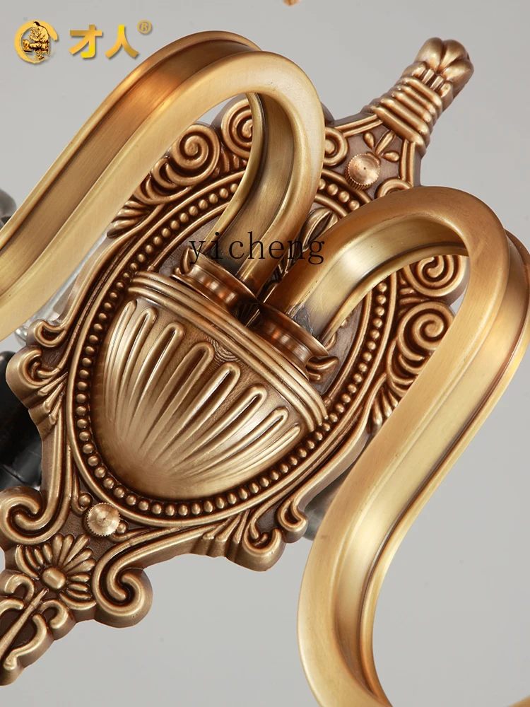 ZC European all-copper crystal bedroom wall with pull wire switch living room background wall American all-copper ornament