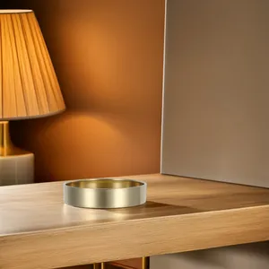 Round Brass Storage Tray Exquisite Multipurpose Organizer for Cosmetics Jewelry Small Items Elegant Stamping Design