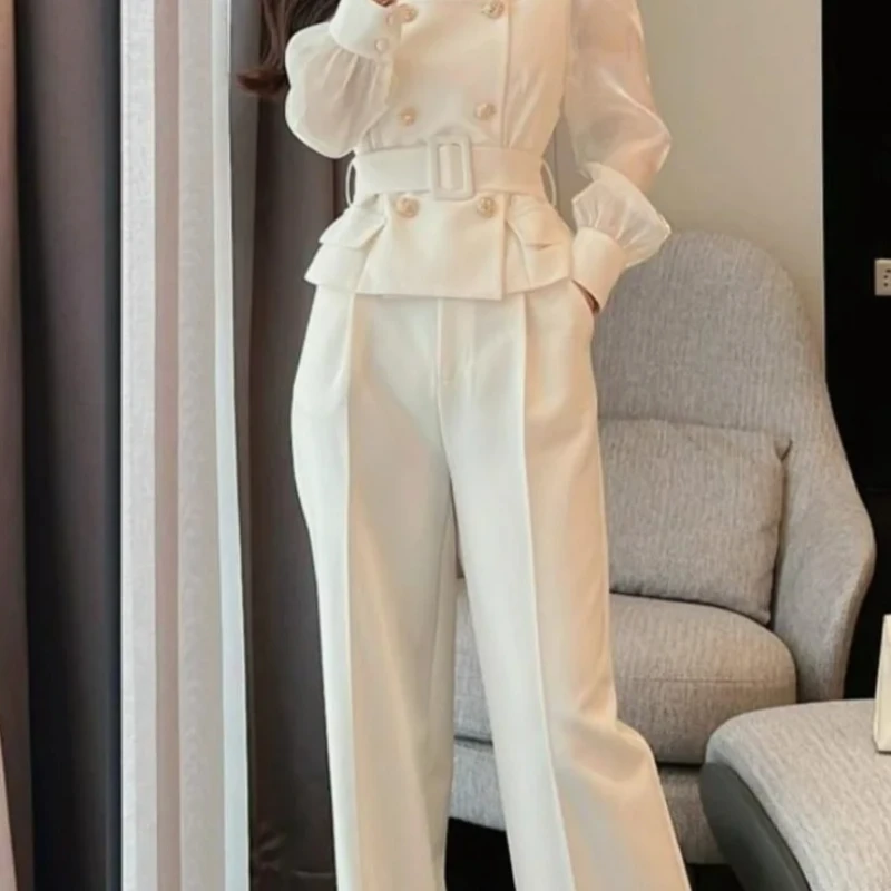 

Women's 2 Pant Set White Two Pieces Sets Pants for Woman Wide Leg Party Trousers Suits Blazer and Outfits Co Ord Classy Clothes