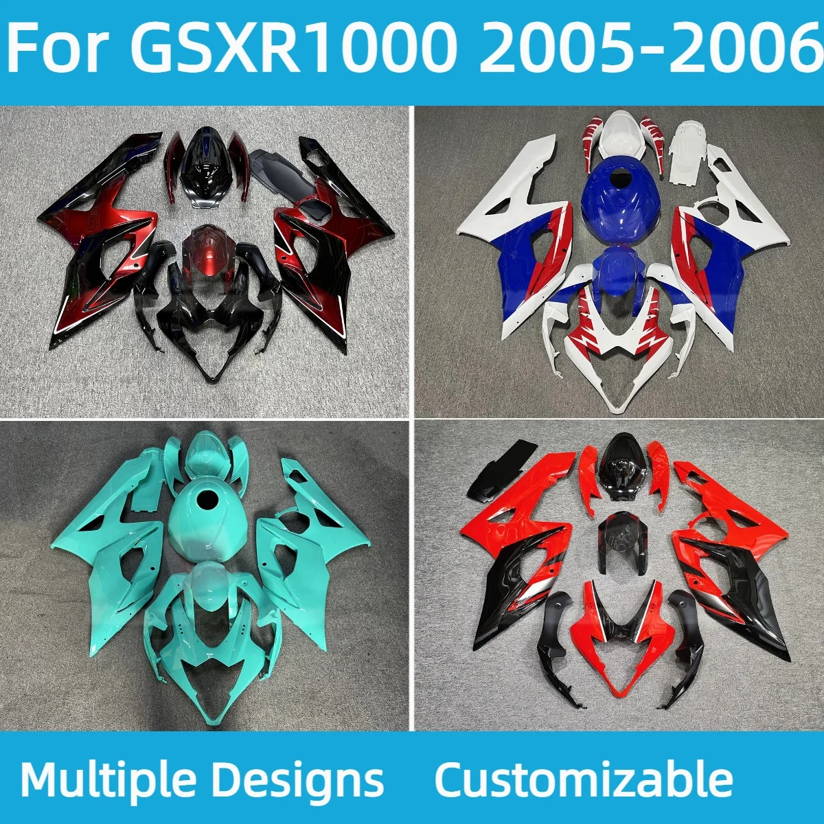 Customizable Fairings GSXR1000 2005 2006 ABS Motorcycle Accessory Complete Fairing Bodywork Kit for GSXR 1000 05 06