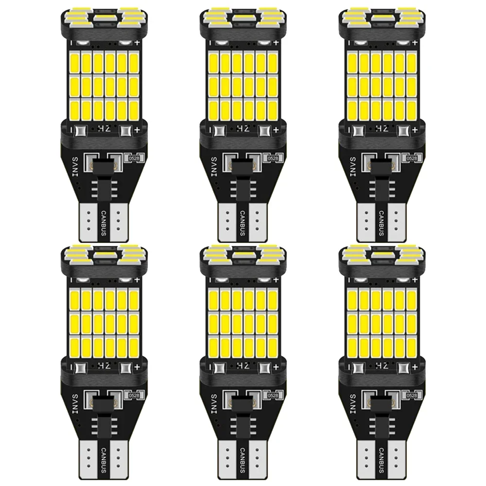 

6Pcs T15 W16W 921 912 T16 T10 902 LED Bulbs 45SMD 4014 Led Light Super Bright 1200LM Replace for Car Reversing Light White