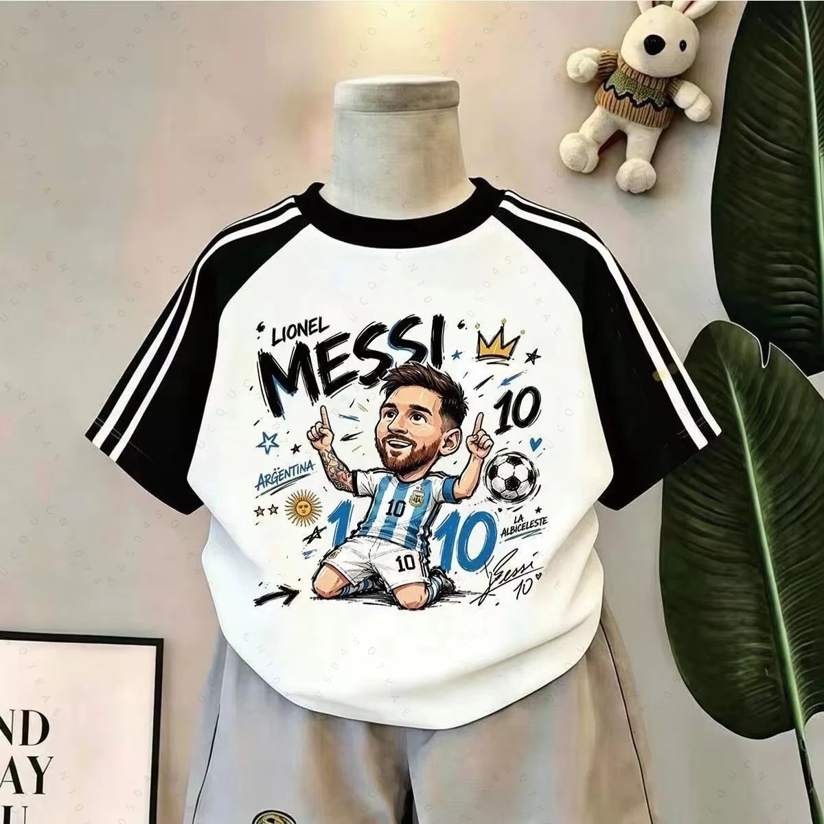 2026 Kinder- und Erwachsenen-T-Shirt mit Cartoon-Fußballspieler-Aufdruck CR7 Messi Neymar Yamal Haaland Kurzarm Fußball-Fans Eltern-Kind-Oberteil – Detail 8