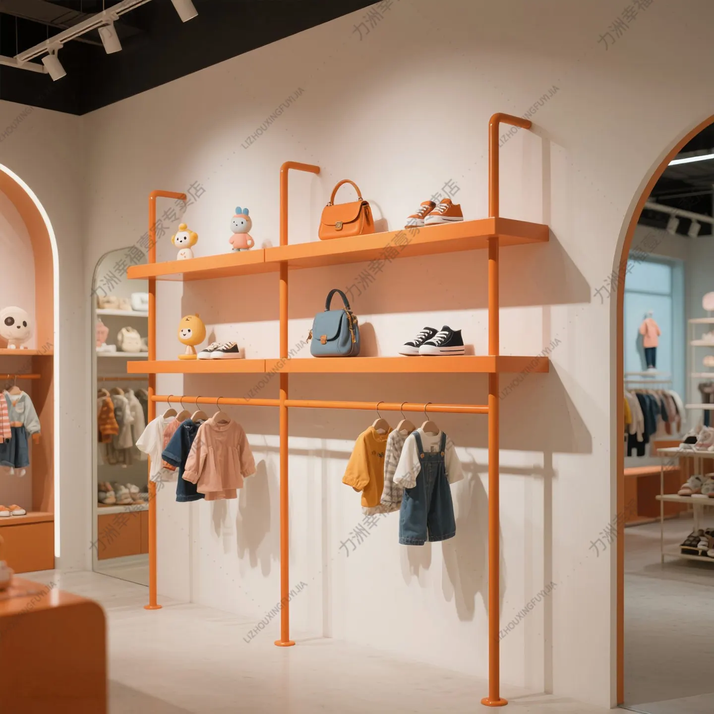 Children's clothing store simple light luxury ins wind wrought iron hanger on the wall wall storage side hanger clothing