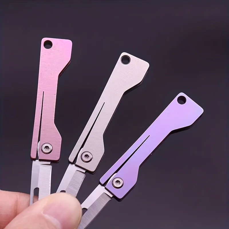 Mini Titanium Alloy Folding Knife EDC Sharp Small Knife Pocket Key Pendant Gift Knife Outdoor Fruit Knife Unboxing Knife