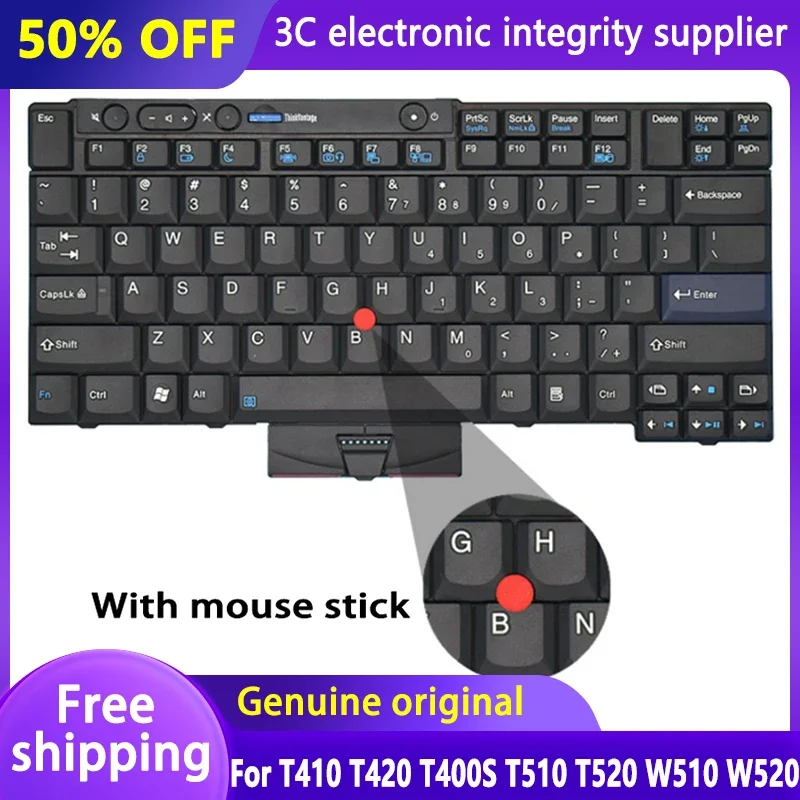 

NEW US Keyboard For ThinkPad T410 T420 T400S T510 T520 W510 W520 X220 X220T Laptop Case US Backlit Keyboard Replacement