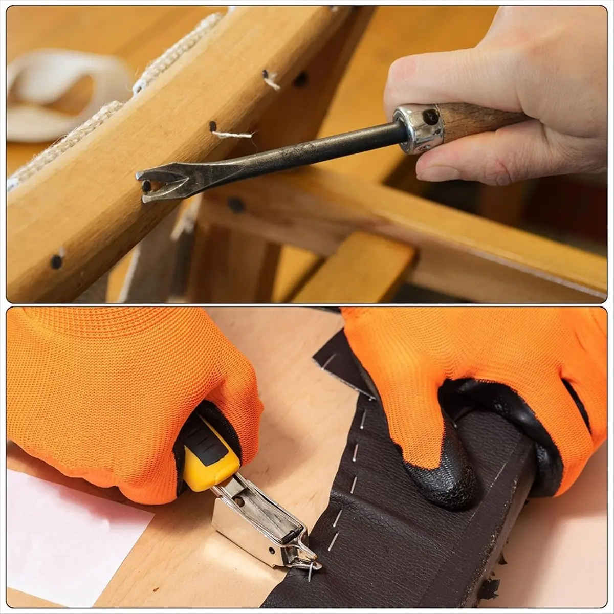 AA83 Upholstery Staple Remover, 3Pcs 4Inch V Curved Construction Staple Puller Staple Nail Tack Tool