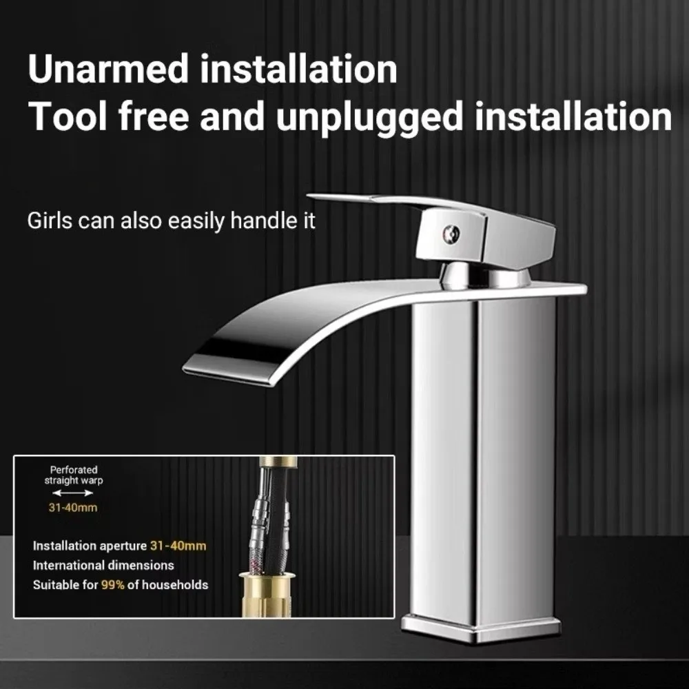 

Countertop Mount Bathroom Faucet Anti-Leakage Rust-proof Lavatory Basin Faucet Square Rotary Switch Sink Faucet Kitchen Use