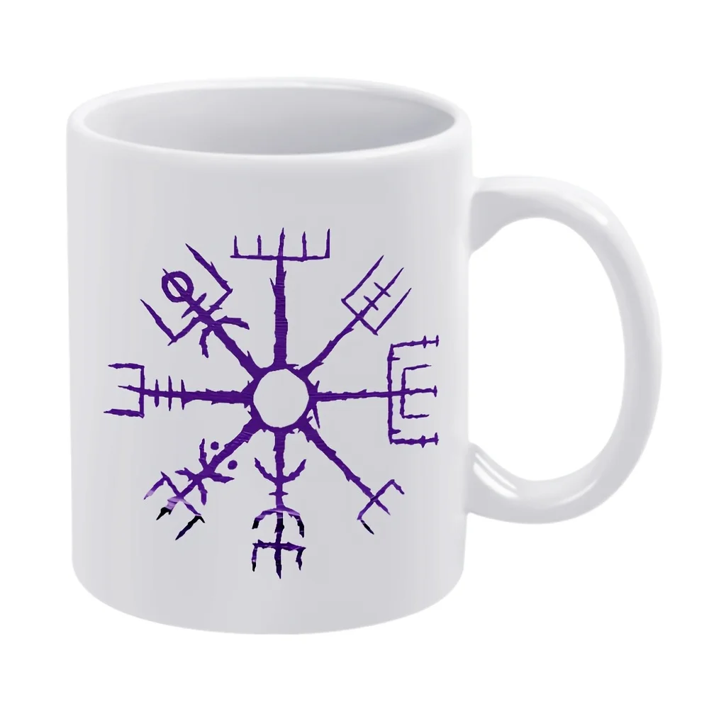 

1pc, Viking-Themed Compass Design, 11Oz Ceramic Coffee Mug Suitable for Restaurants And Businesses, Great for