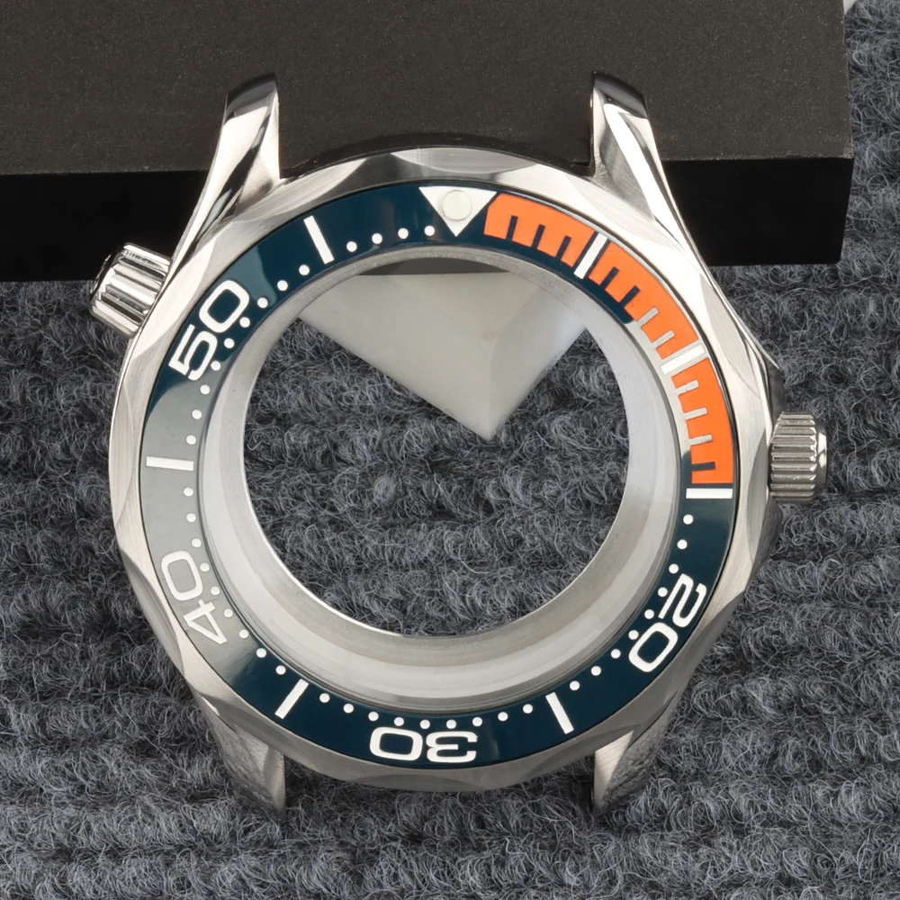 

41mm for Seamaster 300 Case Stainless Steel Fit NH35 NH36 Automatic Movement 31mm dial Transparent Case Back Men‘s Watch Parts