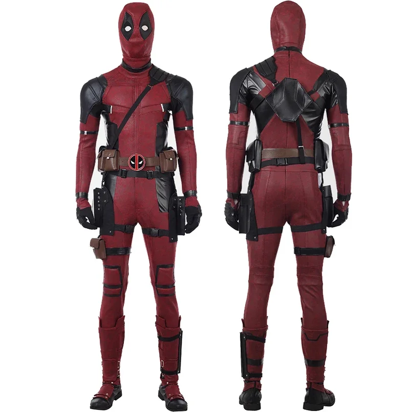 

Superhero Red Villain Cosplay Costume Jumpsuit Headgear Boots Wade Winston Wilson Costume Luxious Outfit for Halloween Any Size