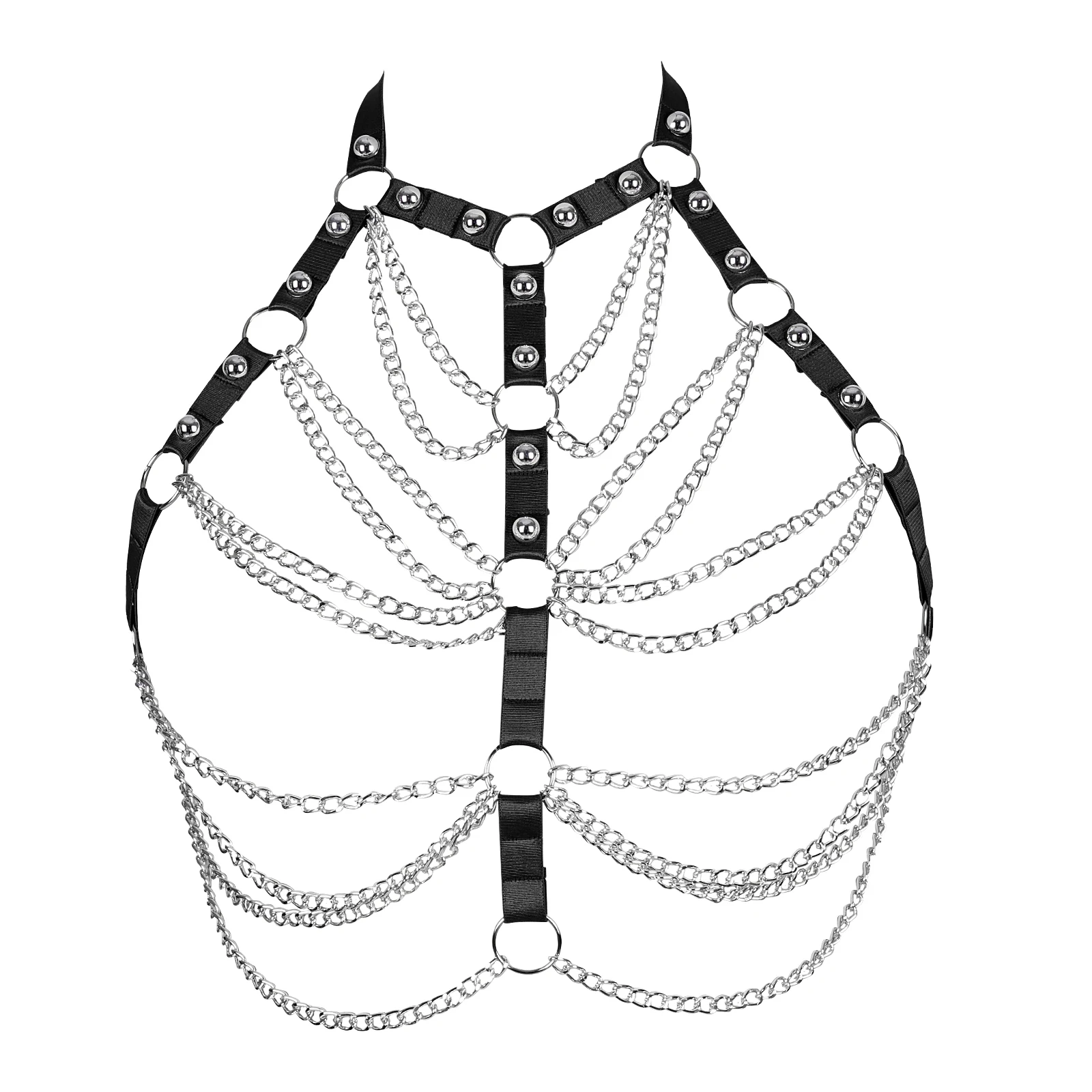 

Women Cage Bra Sexy Goth Harness Black Crop Top Chain Body Harness Bondage Harness Bralette Fetish Wear Open chest Body Belt