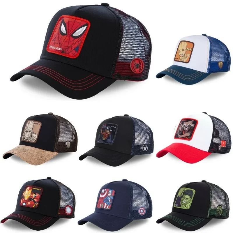 Marvel Cartoon Tennis Hat Student Sunshade Casual Hat Anime Figures Spider Man Hulk Baseball Hat Kids Toys Birthday Gifts