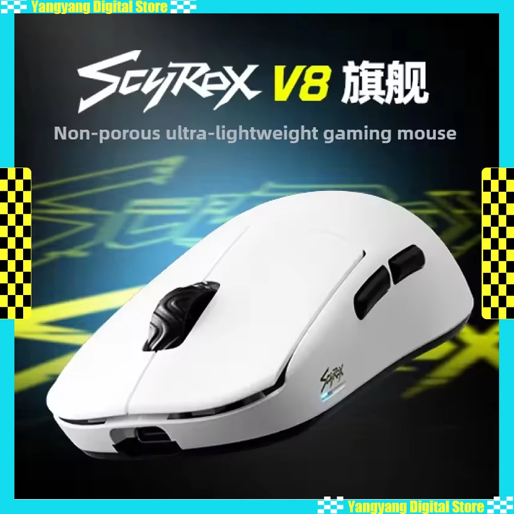 SCYROX V8 2.4G Dual-mode 36g Non-hole Lightweight 30000DPI PAW3950 8K Receiver Customized Esports Gaming Mouse Gifts Accessories