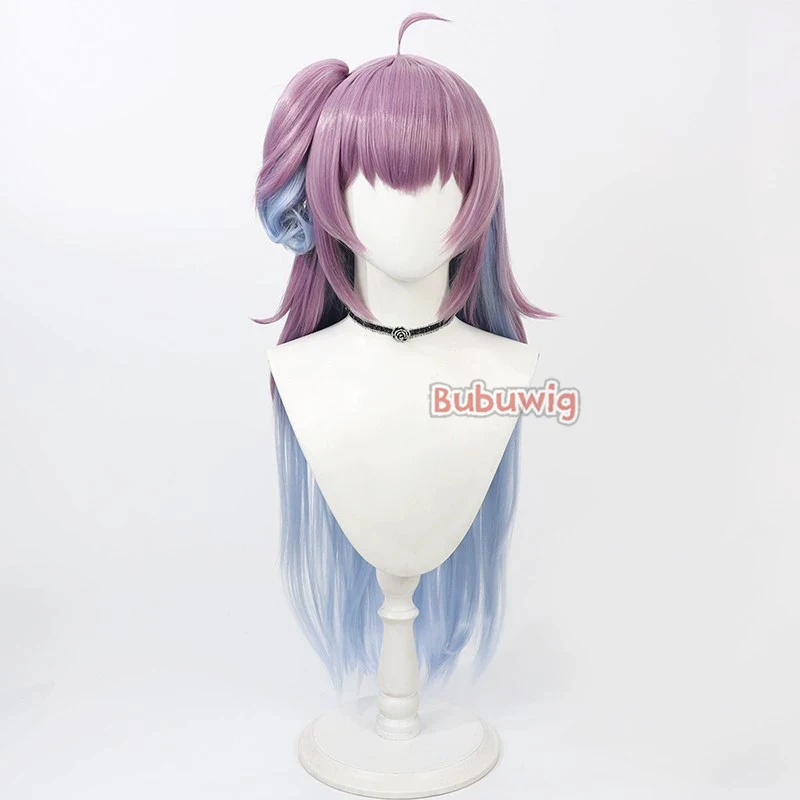 Bubuwig Synthetic Hair Rei Cosplay Wigs Game Nikke The Goddess of Victory Rei Long Purple Mixed Blue Ponytail Wig Heat Resistant