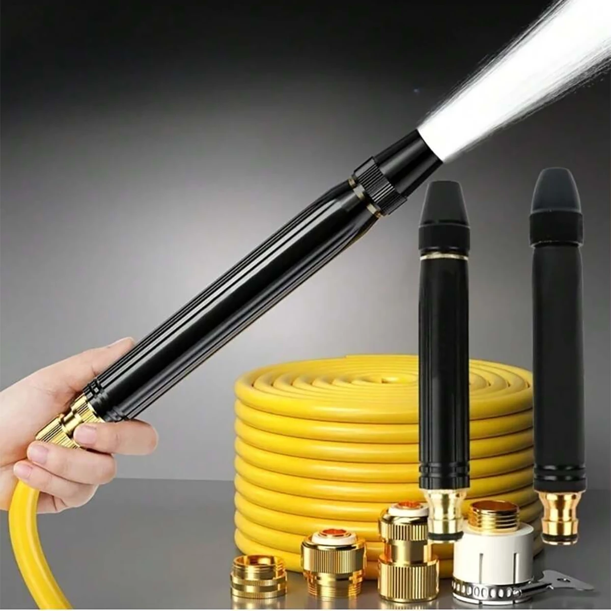 3/2/1 Piece Set of Household High-Pressure Car Wash Water Gun (Plastic Material) with Clip, with Booster Nozzle, High-Pressure Household Car Wash Garden Hose Sprayer, Used for Washing, Watering, and Cleaning the Yard ..