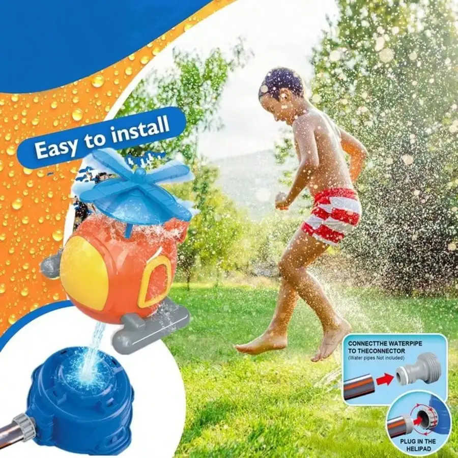 Flying Helicopter Sprinkler, Height Adjustable & Easy to Set Up. Enjoy Fun Water Play with Kids All Summer Long!