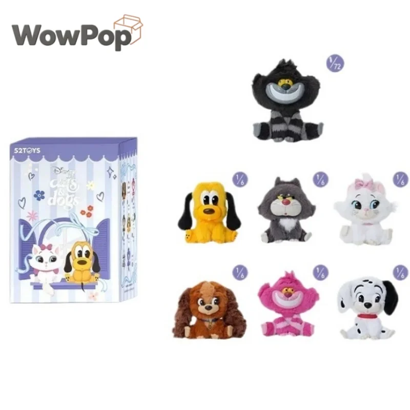 Genuine 52toys Cats  Dogs Friends Series Squeaky Bag Charm Blind Box Marie Cat Cheshire Cat Lady Pluto Puppet Pendant Gift