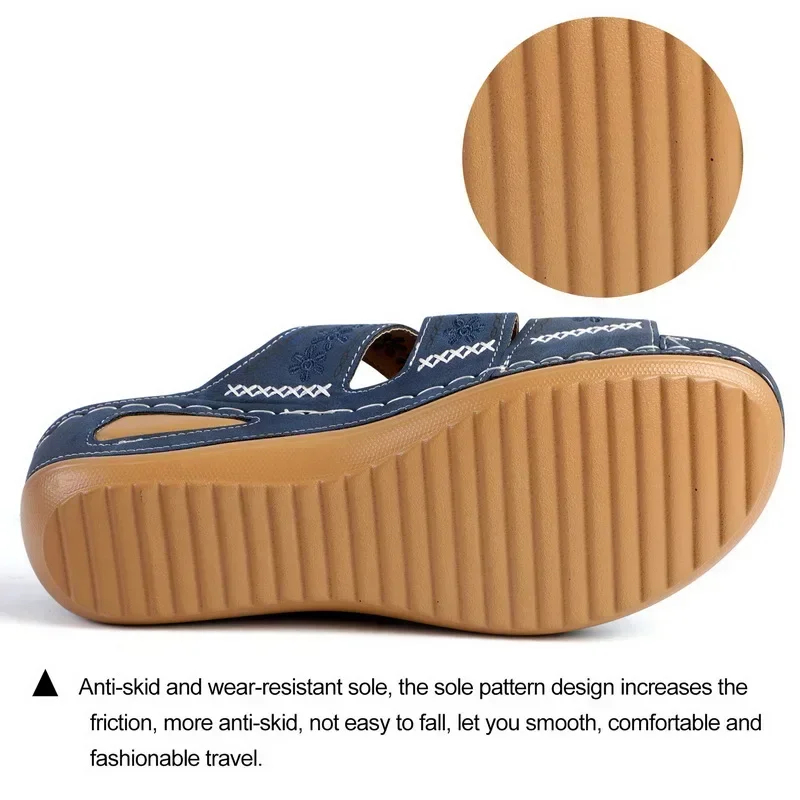 Sommer 2026 Damen-Sandalen mit offenen Zehen, Retro Rutschfeste Leder-Freizeitsandalen, Modische Vielseitige Damensandalen – Detail 26