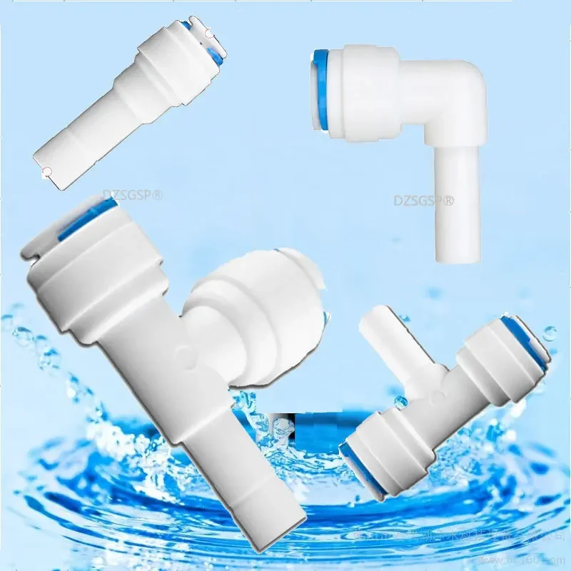 Reverse Osmosis 1/4 3/8 Hose Connection Quick Coupling 1/4 3/8 Stem L Straight Tee RO Water Aquarium Plastic Joint Pipe Fitting