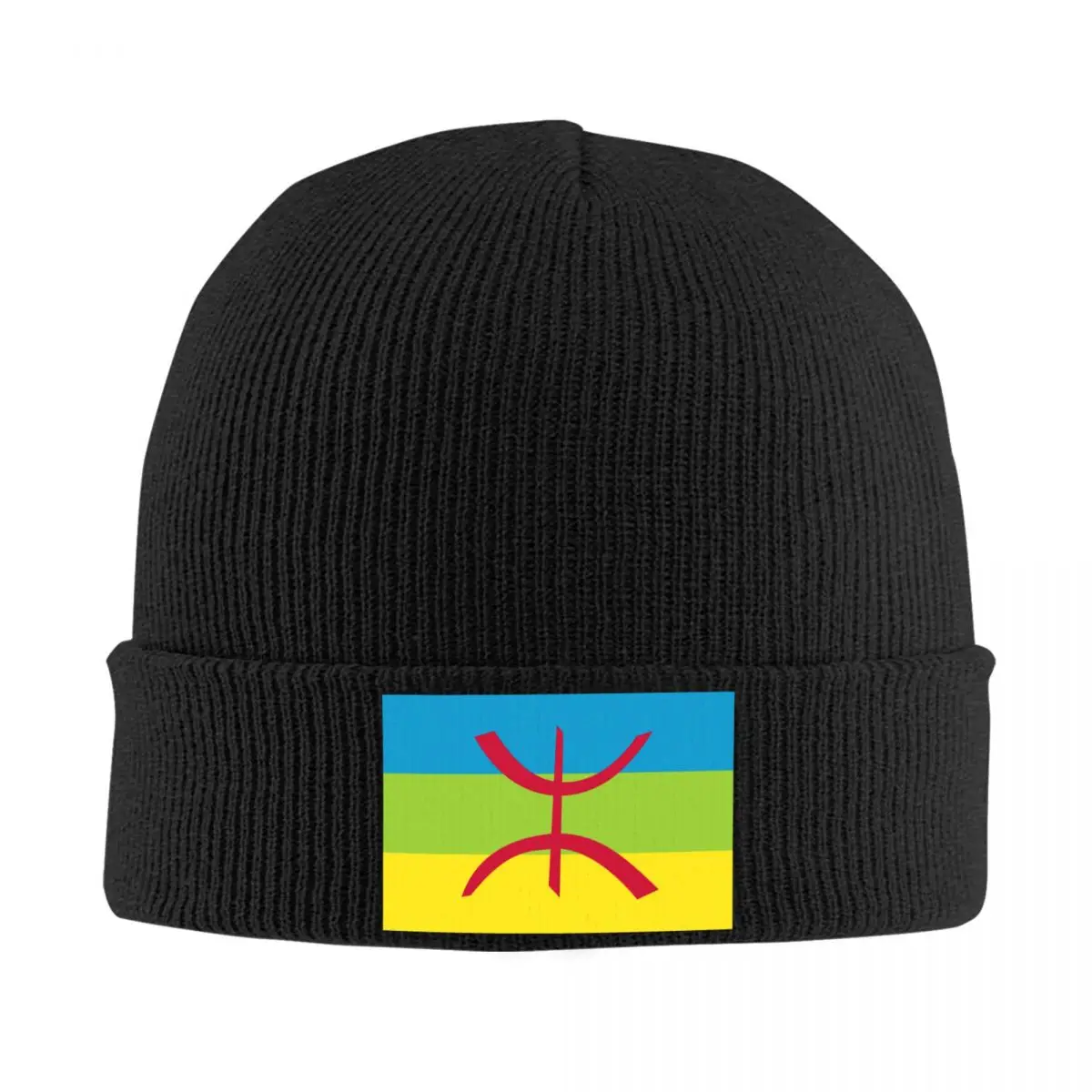 Custom Amazigh Berber Flag Skullies Beanies Caps Fashion Winter Warm Knit Hats Adult Unisex Kabyle Tifinagh Logo Bonnet Hat