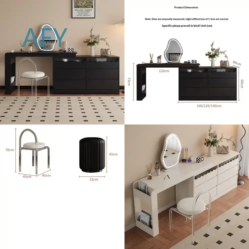 Dressing Table for Modern Bedroom with Mirror and Drawers Set Including Chair for Home Decor Vanity Table Makeup Desk