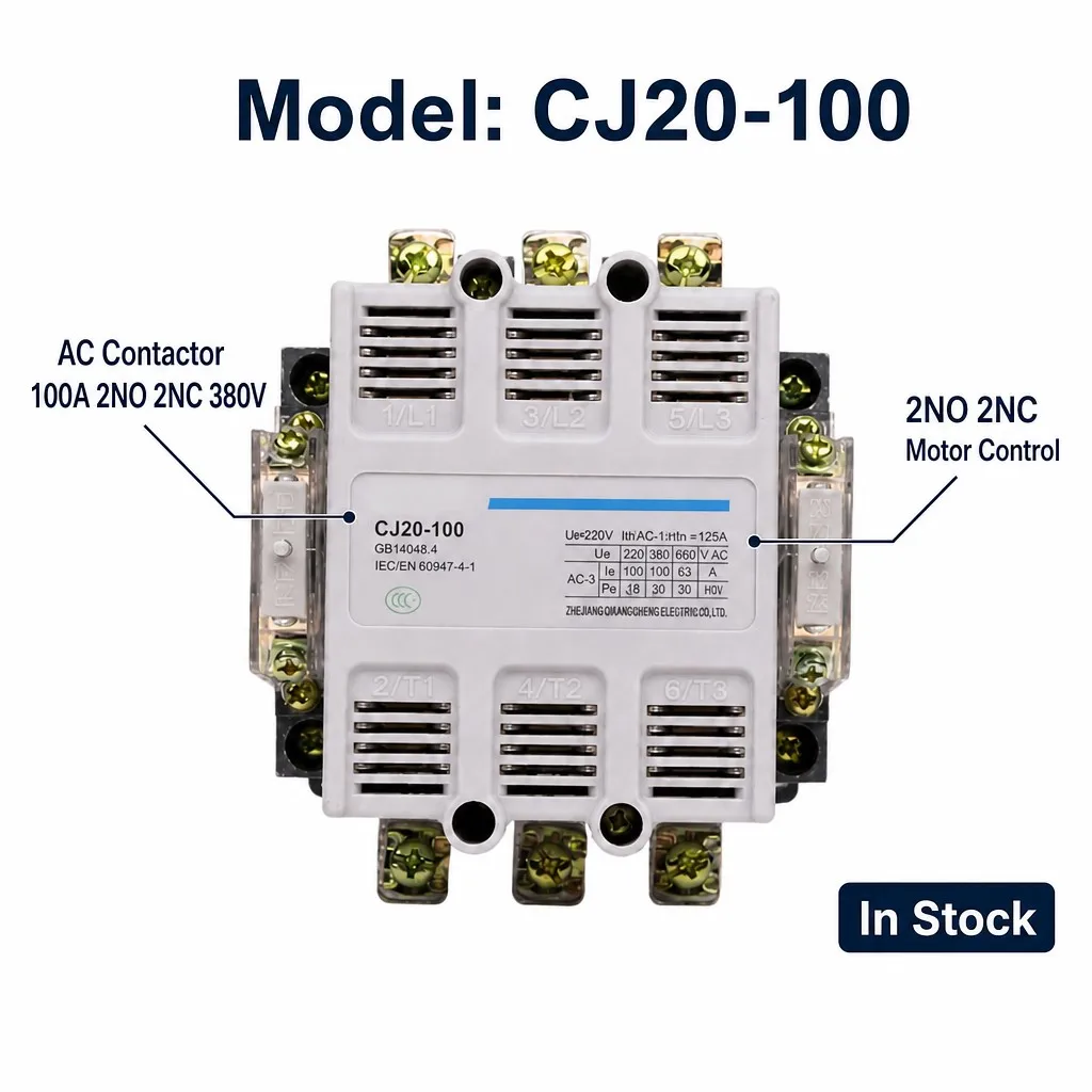 AC Contactor 100A 2NO 2NC 220V 380V Motor Control Industrial Switchgear Magnetic Starter