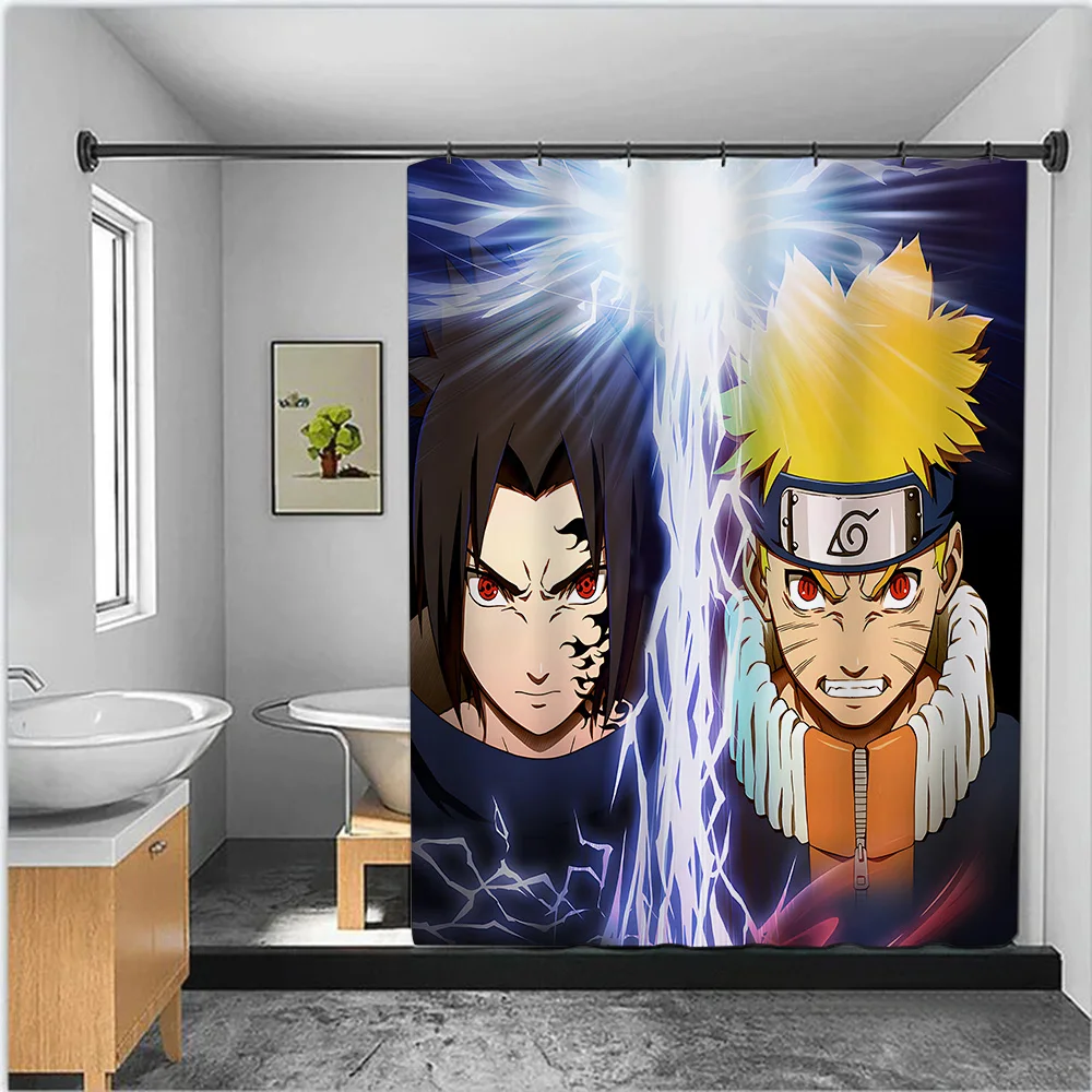 Hot Japan Anime N-NarutoS Shower Curtain Waterproof Polyester Fabric Paint Bath Curtains Home Bathroom Decor Curtain With Hook