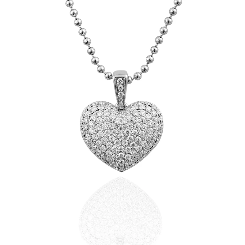 Provence 3.28ct T.W. Full Round Moissanite Diamond with GRA Certified Solid 14K White Gold Heart Pendant Luxury Jewelry Gift