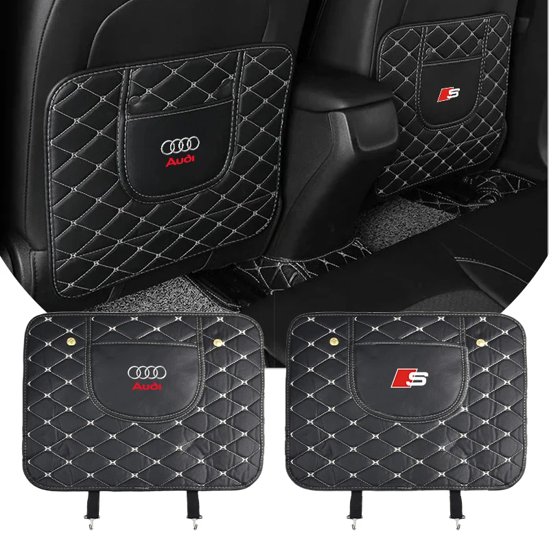 Car Seat Anti-Kick Pad Back Anti-Dirt Protector Cover For Audi Sline A1 A3 A4 A5 A6 S6 A7 Q3 Q5 Q6 Q7 TT RS SportBack Etron