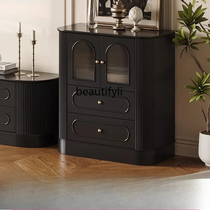 

zqqRetro chest storage, French chest next to the sofa in the living room, bedroom bedside storage cabinet