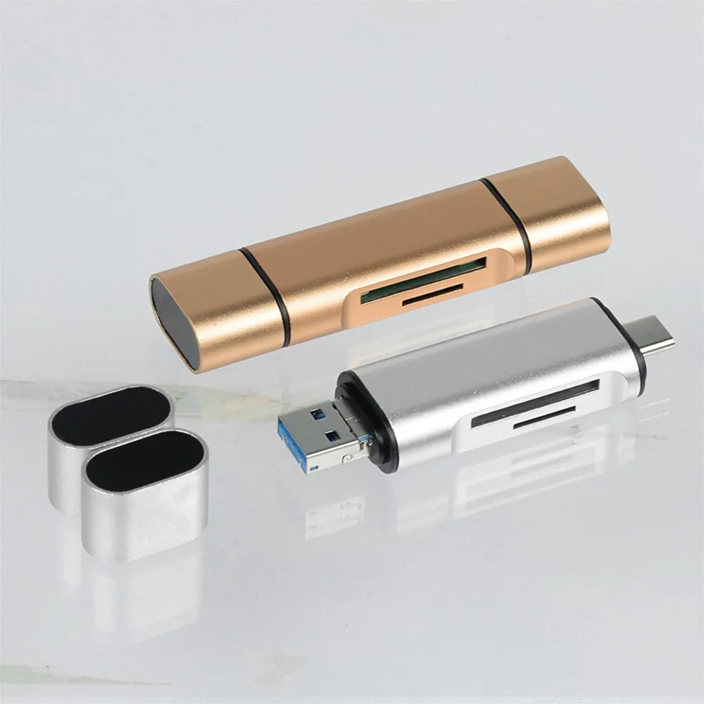 1Pack SD Card Reader 3 in 1 USB 3.0/Micro USB/Type C Smart Memory Card Reader OTG Flash Drive Card Adapter For Samsung Macbook