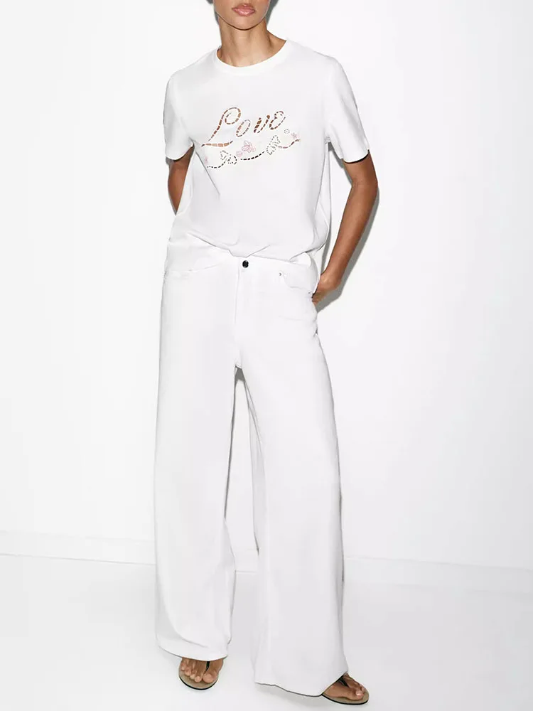 

Новая летняя женская футболка с вышивкой, приталенная, повседневная, с круглым вырезом, универсальная, ZA2026 65035, в китайском этническом стиле, для выступлений.