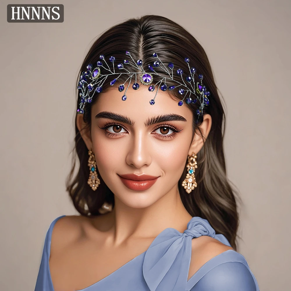 

TOPQUEEN Fashionable Purple Rhinestone Headband Handmade For Brides Wedding Ladies Banquets Dances Party Hair Accessories YXA273