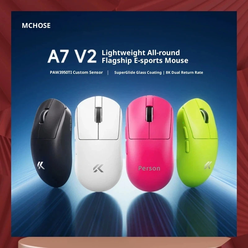 

Аутентичная легкая беспроводная Bluetooth-мышь Mchose A7 V2 Ultra Pro для киберспорта, офиса, эргономичный дизайн, 3 режима, поддержка Paw3950