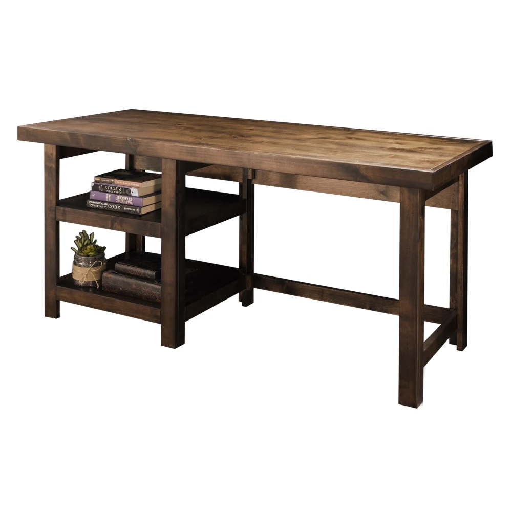 

60 inch Workstation Desk, No Assembly Required, Whiskey Finish