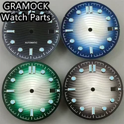 GRAMOCK 31mm Dial Gradient Color Blue Luminous Fit NH35 Movement For 41mm Automatic Mechanical Watch Case Date Window