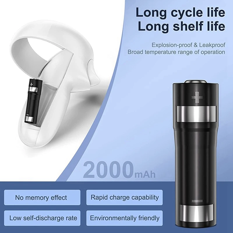 Magnetic Controllers Charging Cable For Oculus Quest 2, Charging Dock Kit With 2 Batteries,Battery Cover,Charger Cable