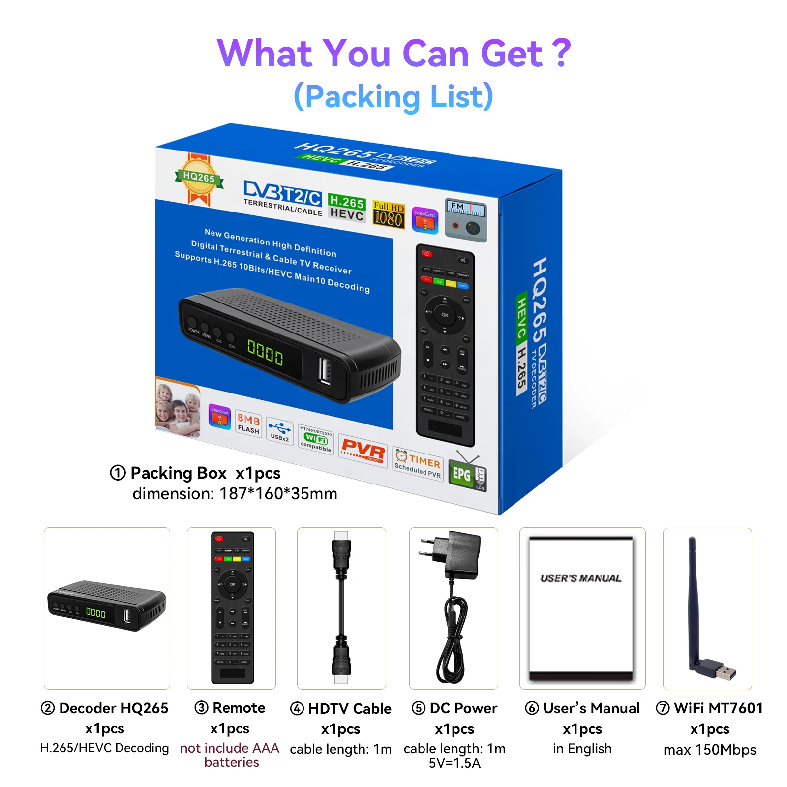 Decoder DVB-T2 2025 H.265 HEVC 10Bit – Registrazione USB E Lettore Multimediale