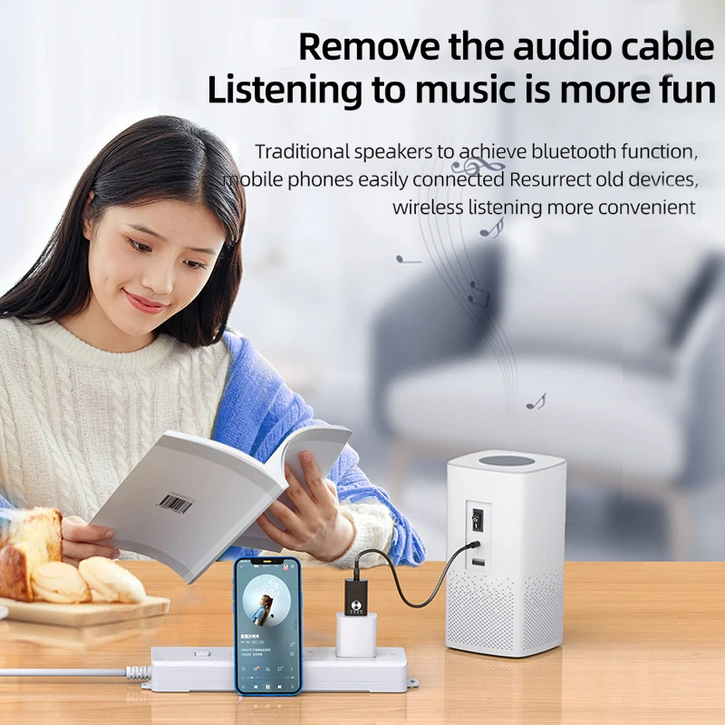 USB Adapter Support AUX RCA Output Wireless Transmitter Receiver Bluetooth-compatible for Speakers Desktop Laptop Television