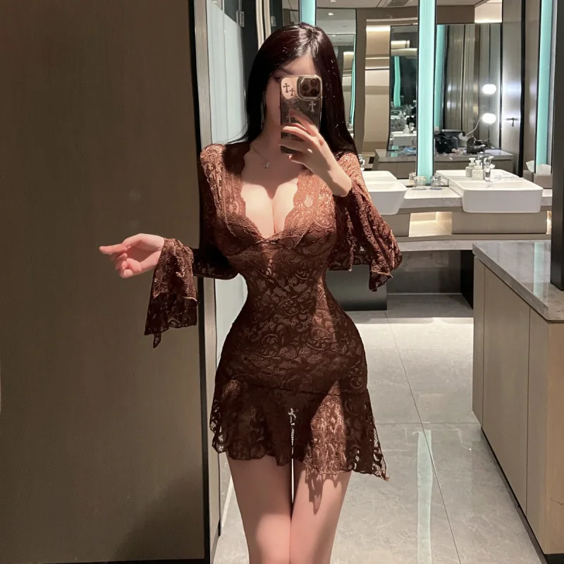 Sexy Slimming Me Low Ne Dr Damen Faionable Lace Ort Rock Bell Sve V-ne Polyesterfaser Wickelrock