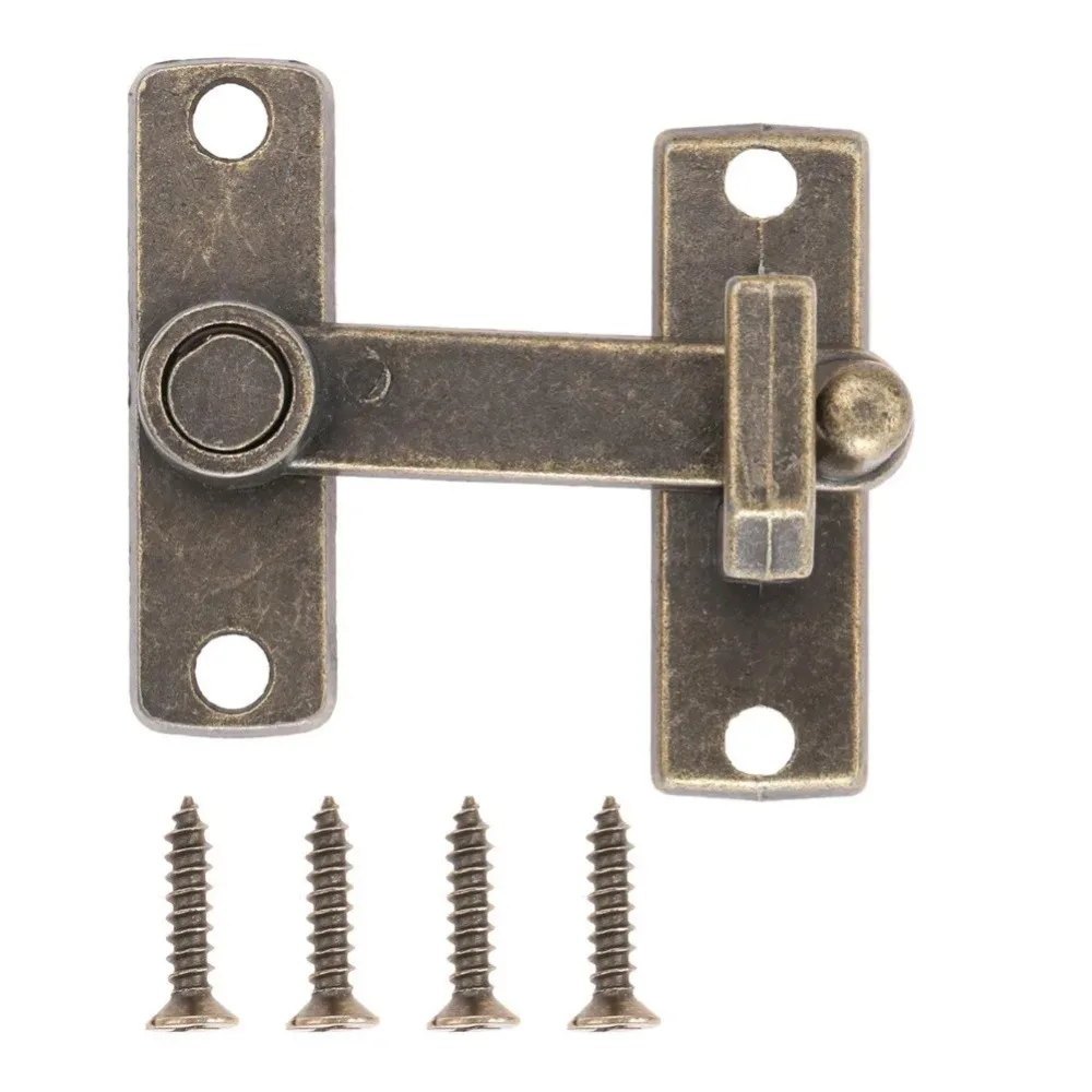 1set Bronze Sliding Window Door Lock Handle Metal Door Latch Guard Latch Bolt With Screws Home Safety Chain Door Home Hardware image 4