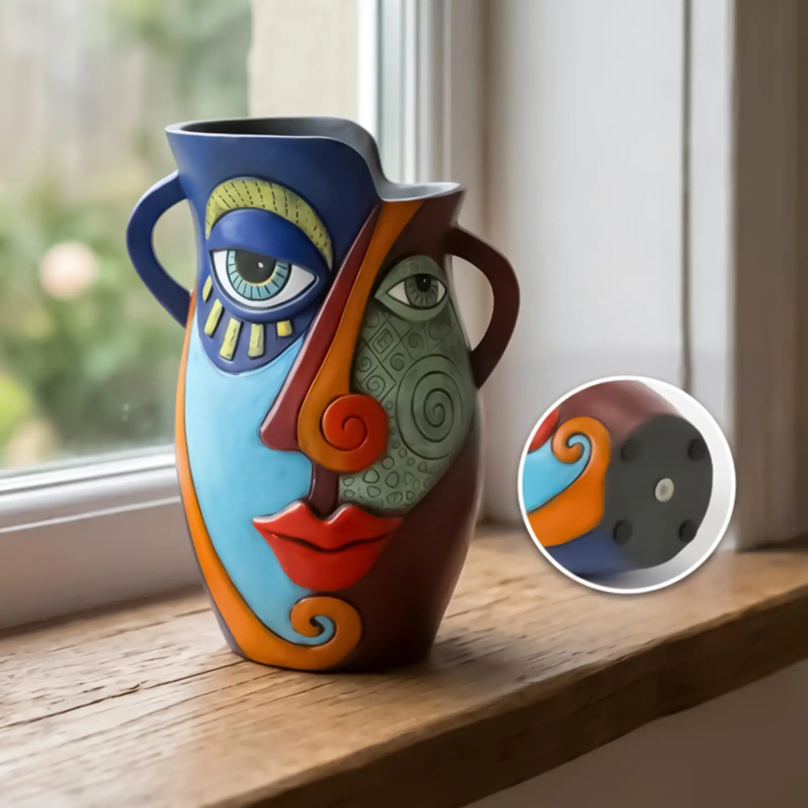 Face Planter Pot Colorful Abstract Face Resin Decorations Outdoor Flower Pots For Family Friends Desks Offices Home Outdoor