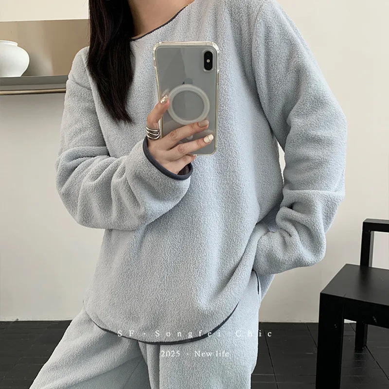 

Pijama Feminino, новый утепленный женский пижамный комплект, осенне-зимняя женская домашняя одежда, одежда для сна для отдыха, фланелевая ночная одежда, женская