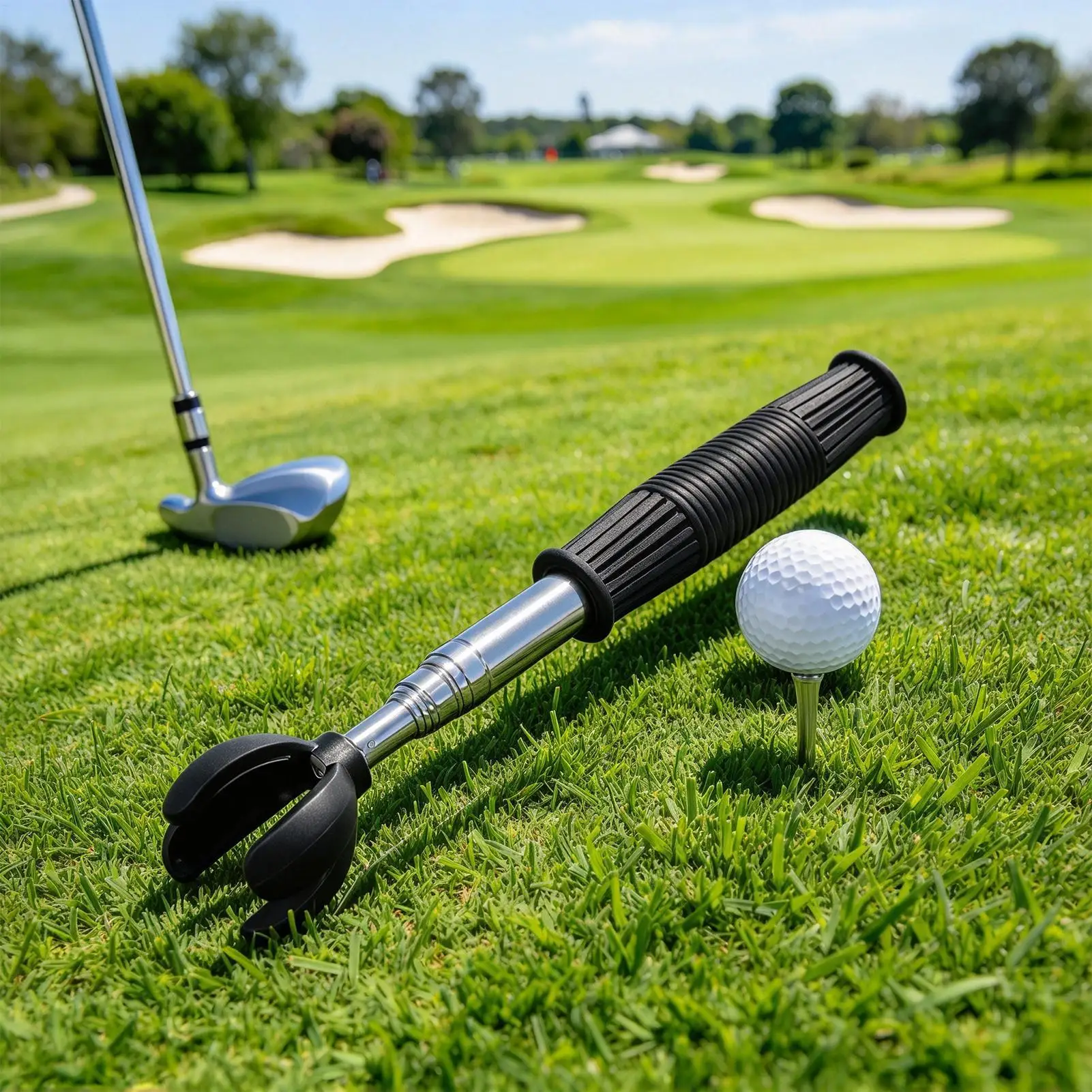 Telescopic Golf Ball Retriever 4-Prong Telescopic Tool With Suction Cup Non Slip Grip Golf Ball Pickup Tool For Men Dad Husbands view 3