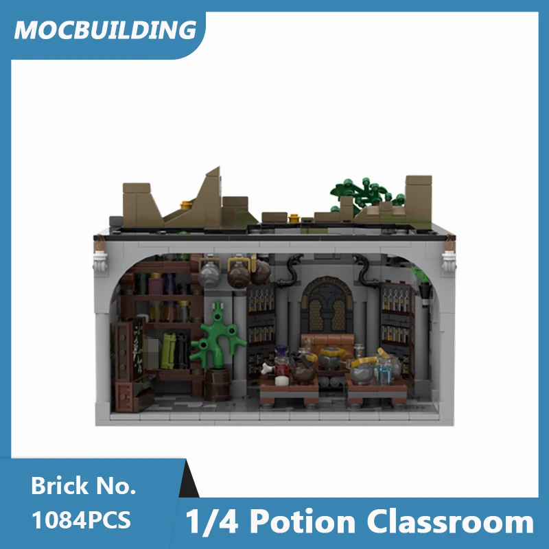 MOC Building Blocks 1/4 Potion Classroom Rockwork Model DIY Assembled Bricks Architecture Series Display Toys Gifts 1084PCS