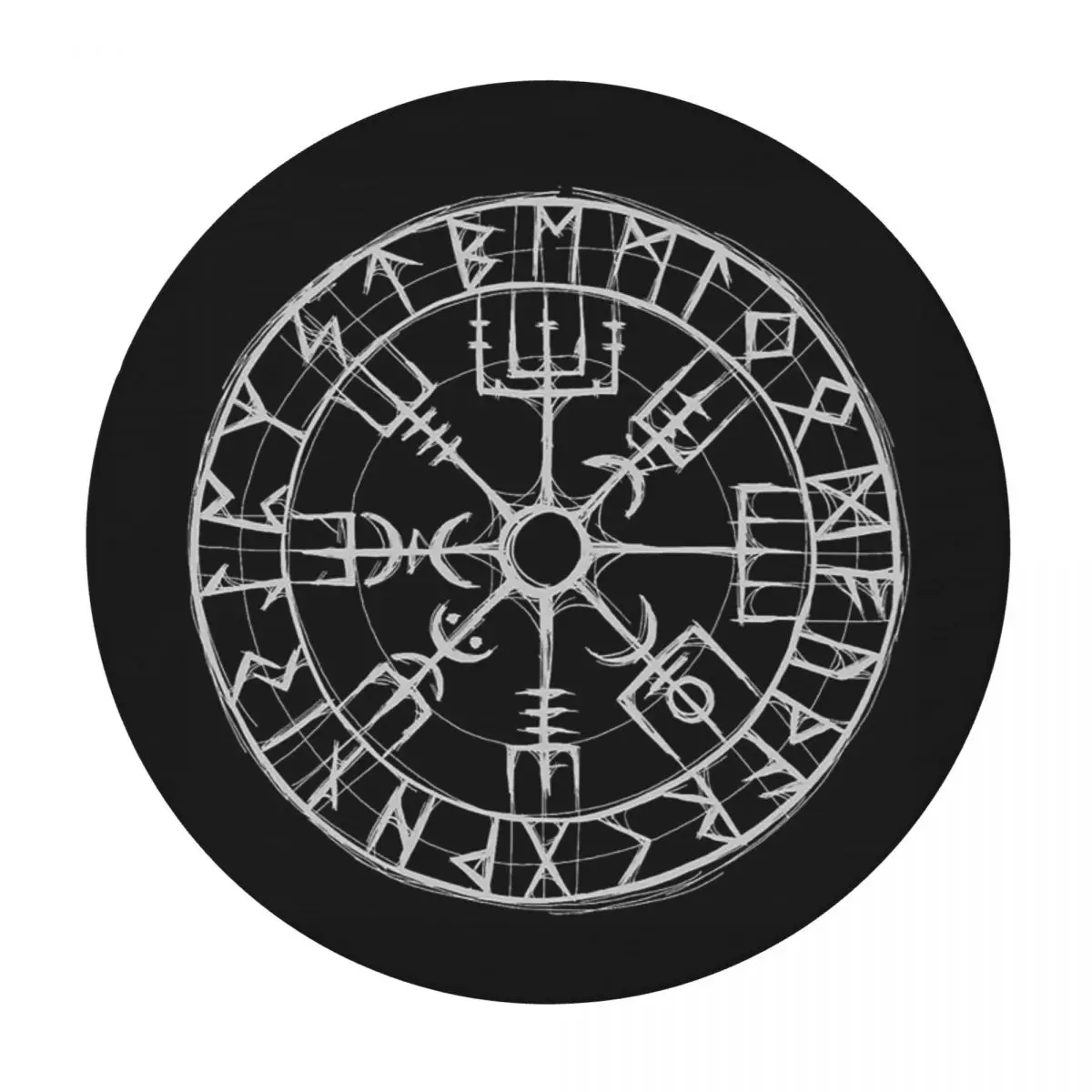 Viking Mythology Vegvisir Shield Valhalla Waterproof Round Tablecloth Oilproof Table Cloth for Kitchen Events Dining Table Cover