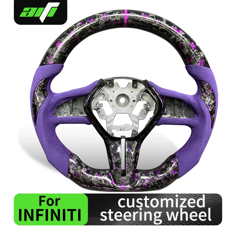 

Customized Leather Carbon Fiber LED Steering Wheel Compatible with Infiniti Q60 Q50 G37 G35 G25 Models