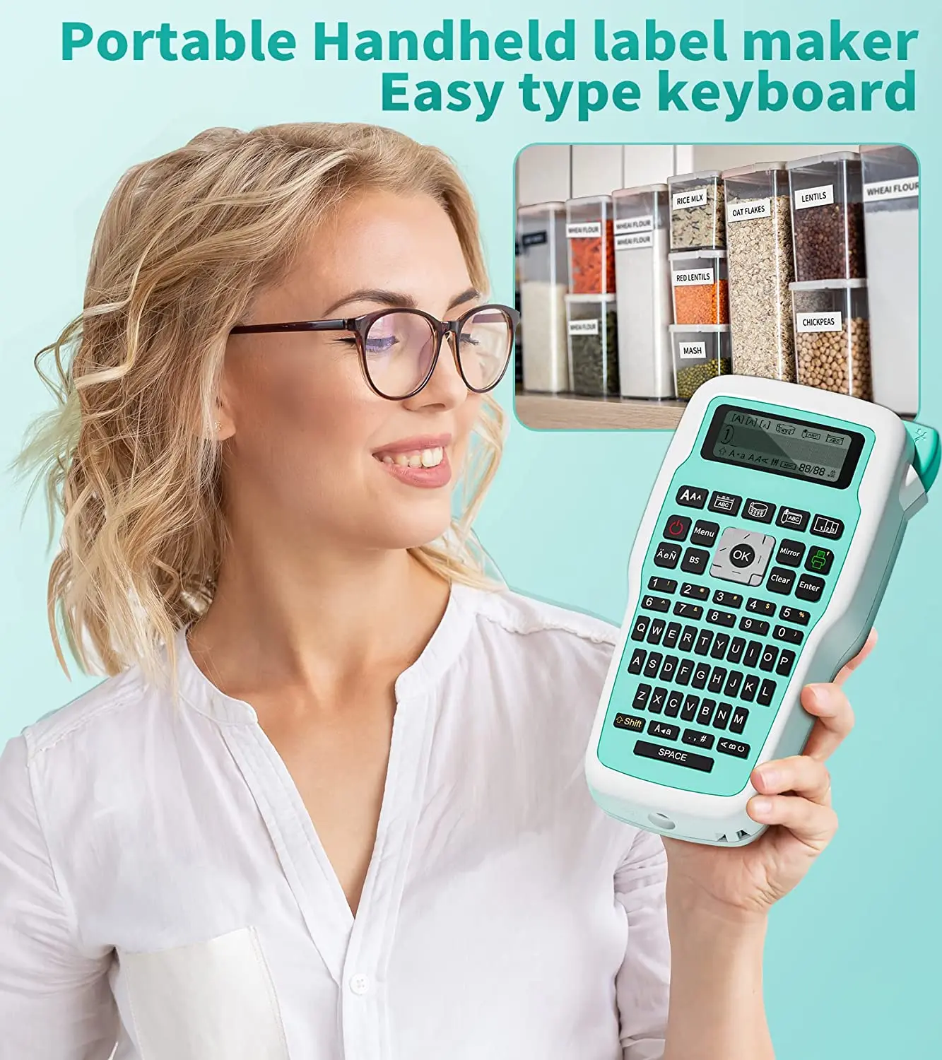 Vixic Handheld Label Maker E1000 Label Printer with QWERTY Keyboard Portable Machince USB Connect for P-touch Label Maker Tze231