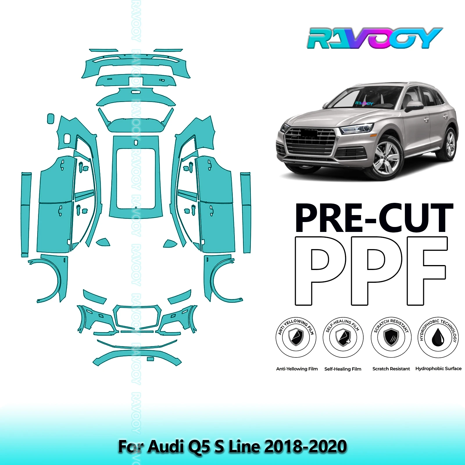

Full Vehicle Clear Bra Precut PPF Paint Protection Film For Audi Q5 S Line 2018-2020