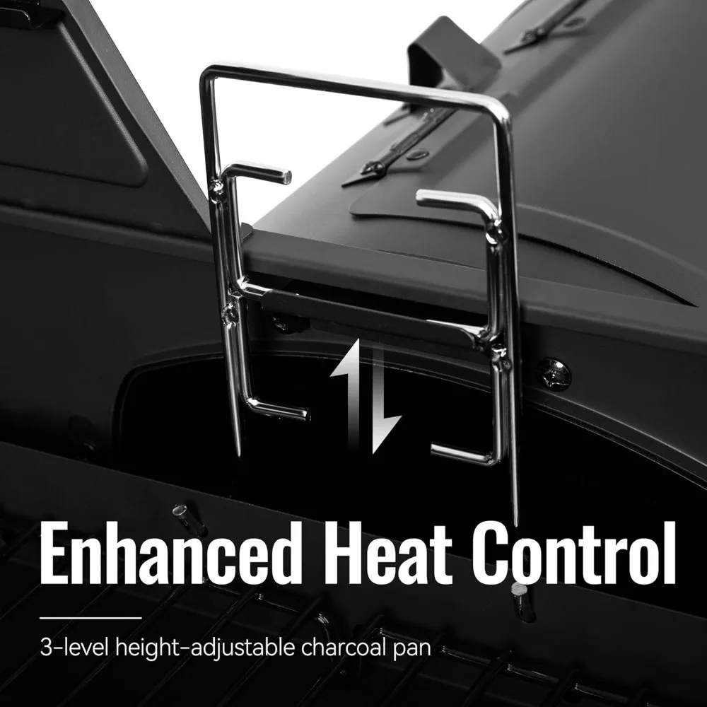 شواية كومبو تعمل بالغاز والفحم مع مدخن أوفست وموقد جانبي، شواية وقود مزدوجة بقدرة 34000 وحدة حرارية بريطانية، أسود، ZH3005Y-SC